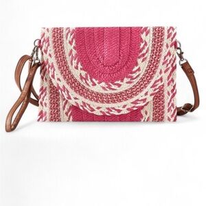 Pink and Cream Woven Women's Bag